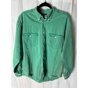 Vintage GAP Green Button Down Shirt Mens Large Long Sleeve Casual Cotton